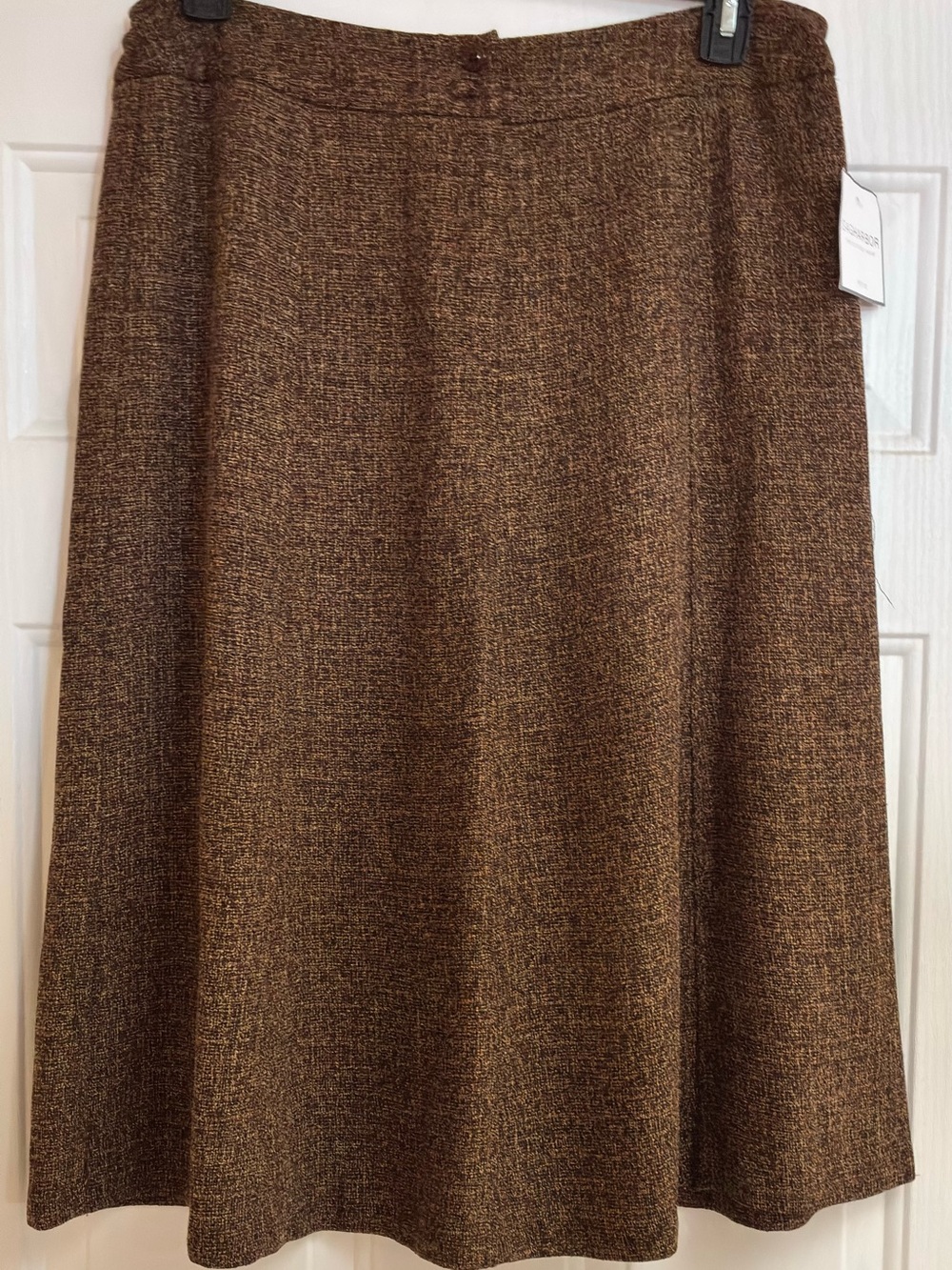 NWT Sag Harbor Petite "English Tweeds" Java Brown A-line Skirt - Size 14P